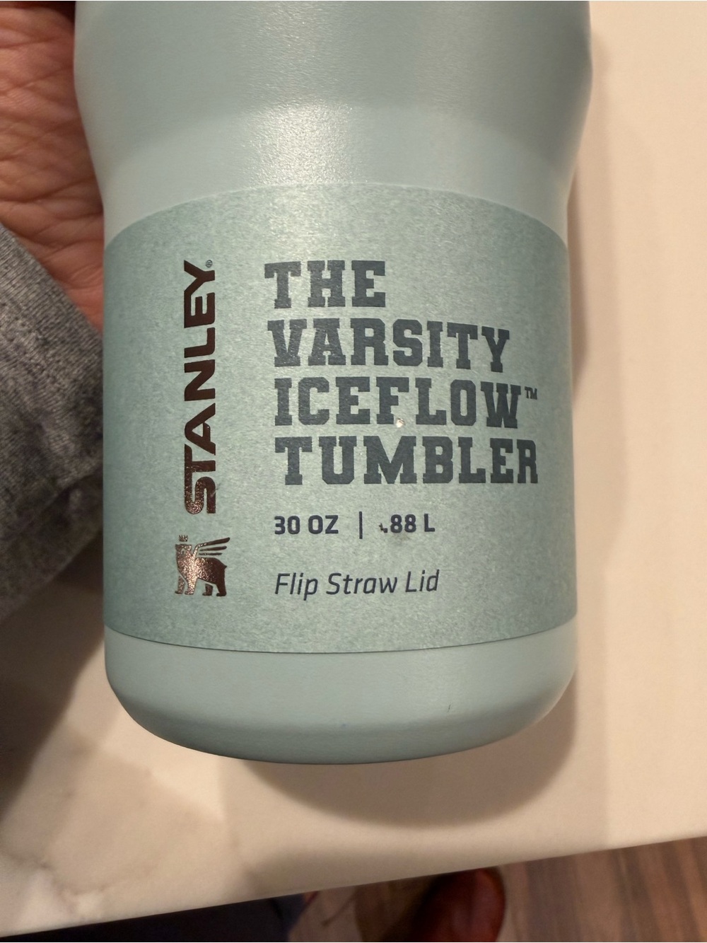 STANLEY- The Varsity Collection Iceflow Tumbler with Seafoam Stripes. 30 oz - Picture 5 of 8